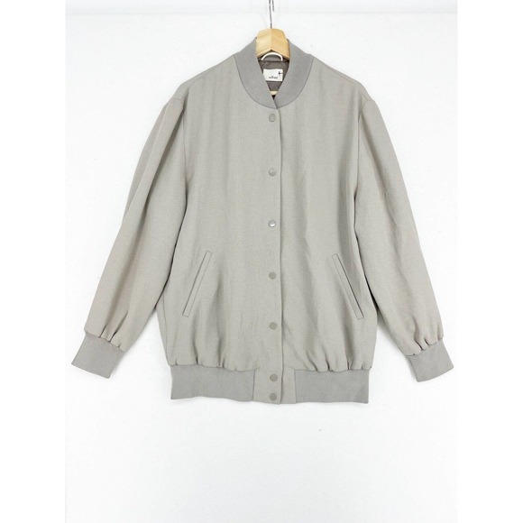 Aritzia Wilfred Womens POUSSIN BOMBER Jacket Concrete Beige Casual Lightweight - Picture 4 of 12